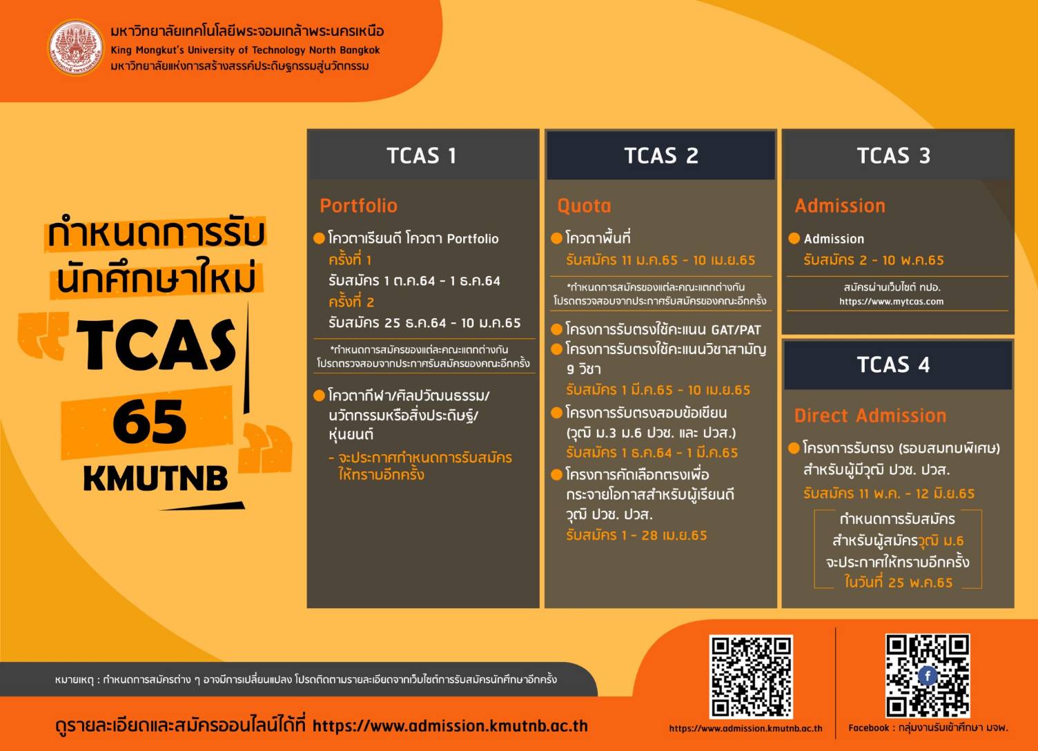 มจพ. รับสมัครนักศึกษาใหม่ TCAS ประจำปีการศึกษา 2565