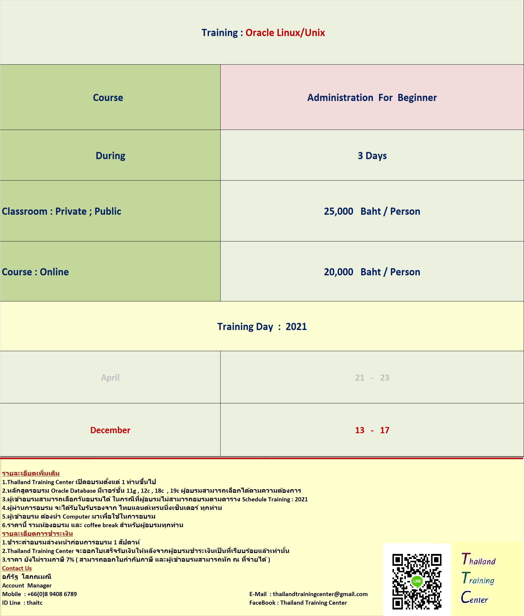 เปิดอบรมหลักสูตร Oracle : Linux/Unix Administrator For Beginner